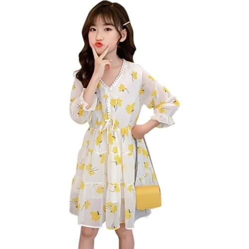 Girls Dress Floral Dress For Girl Casual Style Dress Kids Summer Costume Girl 6 8 10 12 14
