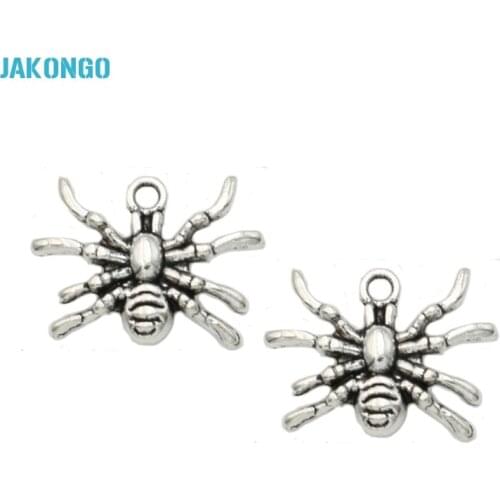 20pcs Antique Silver Plated Spider Charms Pendants for Jewelry Making Bracelet Earrings DIY Handmade Craft 15x19mm