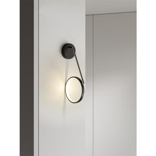 Nordic modern adjustment angle circle wall lamps bedroom bedside lamp living room background wall sconces lights aisle lighting