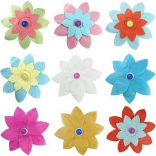 Paper Flower Lotus Wish Lantern Water Floating Candle Light Yellow Wishing Lamp lotus lamps