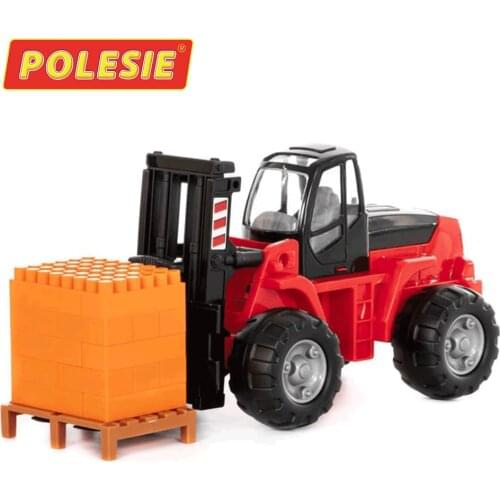 POLESIE TOYS PowerTruck Fork Lift + Construction Set SuperMix - 30 on pallet Plastic Loader Forklift Toy Construction Vehicles
