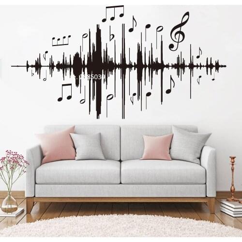 Music Audio Note Wall Decal Musical Frequency Wall Stickers Vinyl For Bedroom Kids Room Nursery Living Room Home Decor LC1092
