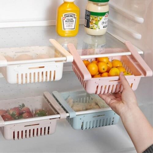 Retractable Storage Box Kitchen Organizer Drain Basket Refrigerator Drawer Fridge Holder Storage Rack Vegetable Box Fruit Tray