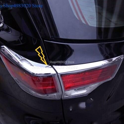 Car body rear tail Light lamp frame stick styling ABS Chrome cover trim eyebrow hoods 4pcs For toyota Highlander 2015 2016 2017