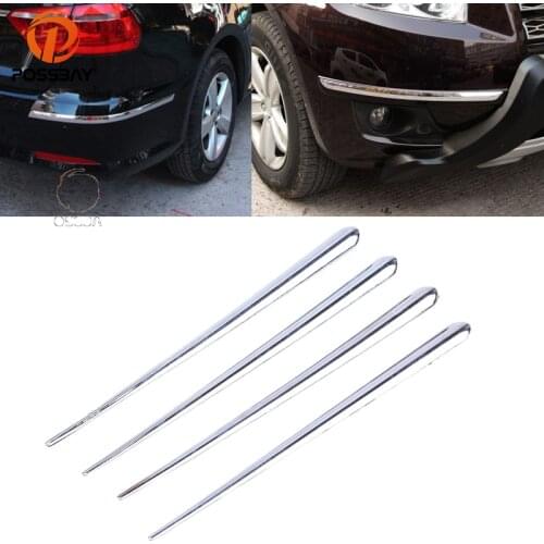 POSSBAY 4Pcs Universal Car Body Bumper Protector Decoration Strip Bumper Guard Chrome Anti-collision Corner Strip Stickers