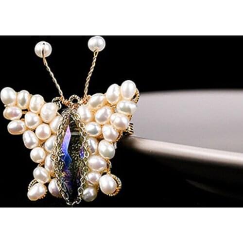 Butterfly Brooches for Women Natural Freshwater Pearl Insect Brooch Pin Corsage Fashion Jewelry T-shirt Jewelry High Quality New