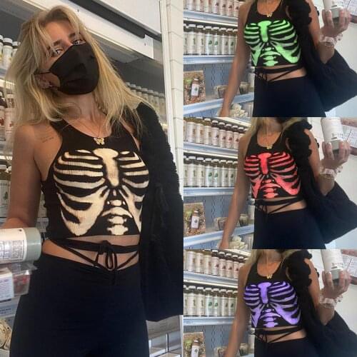 Goth Dark Emo Grunge Aesthetic Women Crop Tank Tops Punk Harajuku Skinny Alt Clothes Summer Streetwear Vest