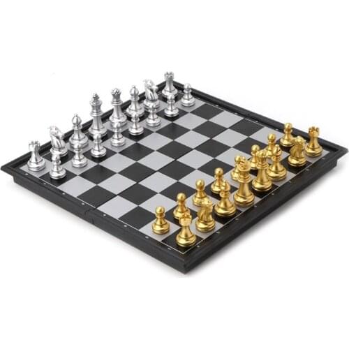 1Set Portable Chess Folding Magnetic Plastic Chessboard Board Game Kids Children Adults Journey Picnic Game