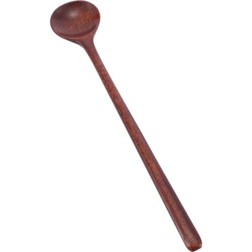 1pc Long Spoons Wooden Korean Style 10.9 inches 100% Natural Wood Long Handle Round Spoons for Soup Cooking Mixing Stirr