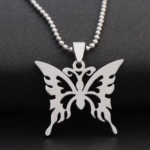 10 stainless steel hollow butterfly charm necklace animal insect butterfly bee butterfly effect pendant charm necklace jewelry