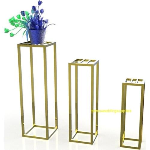 10pcs)Exhibition shop display cake stands golden plinth plant stand for flowers vases or plants senyu1879