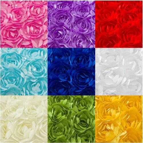 2Yard/lot 3D DIY Disk Roses Flowers Lace Fabric Wedding Decoration Carpet Cloth T Station Fabric Width 135CM
