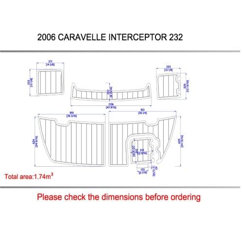 2006 CARAVELLE INTERCEPTOR 232 Swim Platform Pads 1/4" 6mm EVA Teak Decking