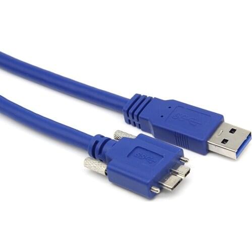 5Gbps Micro B USB 3.0 to USB Cable Wire With Panel Mount Screw Lock Connector Cord Prevent Come off 0.6M 1M 1.8M 3M