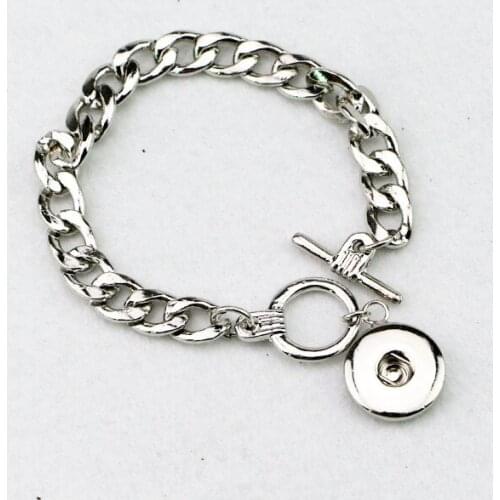 6pcs/lot High quality strong chain single snap button charm bracelet bangles interchangeable diy snap bracelet for women men