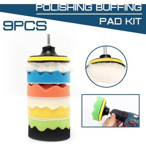 9Pcs/Set 100mm 4 Inch Buffing Pad Polishing Pad Kit For Car Polisher Psds M10 Thread Abrasive Tools