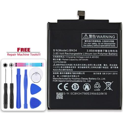 BN34 3000mAh For Xiaomi Redmi 5A Rechargeable Cell Phone Li-polymer Battery