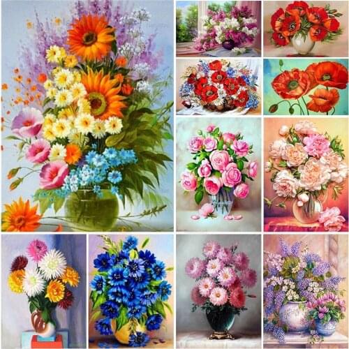 5D Diy Diamond Painting Flower In Vase Picture Cross Stitch Kit Full Drill Embroidery Rhinestone Mosaic Art Pattern Decora Gift