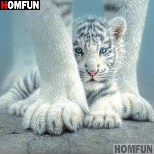 HOMFUN Full Square/Round Drill 5D DIY Diamond Painting "tiger" Embroidery Cross Stitch 5D Home Decor A16772