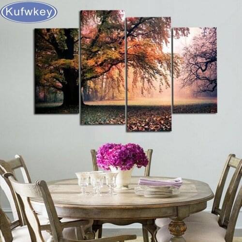Diamond Embroidery 4pcs/set Nature scenery Fall Leave 5D DIY Diamond Painting Cross Stitch Full Rhinestone Mosaic full display