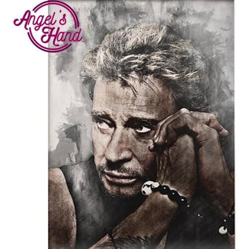 Diamond painting Superstar singer cross stitch square Rhinestones embroidery plastic craft Full diamond painting johnny hallyday
