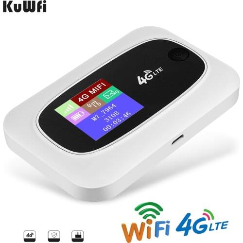KuWFI 4G Wireless SIM Routers Mobile Phone Wifi Travel Router Mobile WiFi Hotspot Router Partner with SD and SIM Card Solt
