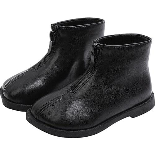 CMSOLO Toddlers Baby Boots Shoes Leather Soft Kids Bottom Shoes Flat Heels Children Anti-Slip Comfortable Girls Winter New Shoes