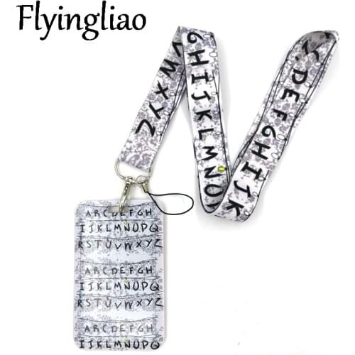 Stranger things Letters Key lanyard Car KeyChain ID Card Pass Gym Mobile Phone Badge Kids Key Ring Holder Accessories Decoration