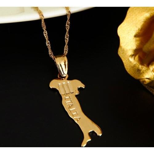 Map Of Italy Pendant Necklace For Women Girl Gold Color Italian Map Chain Jewelry