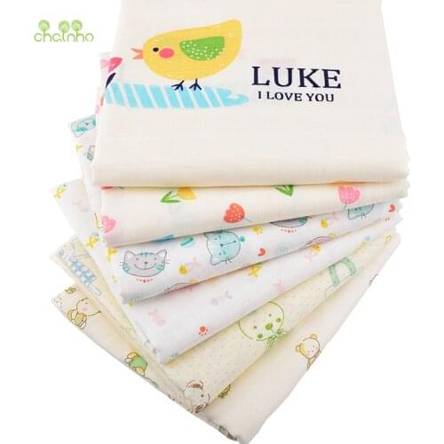 Chainho,6pcs/Lot,Cartoon Series,Cotton Gauze Fabric,Double Layer for DIY Sewing & Quilting Baby Bath Towel,Diapers,Bibs Material