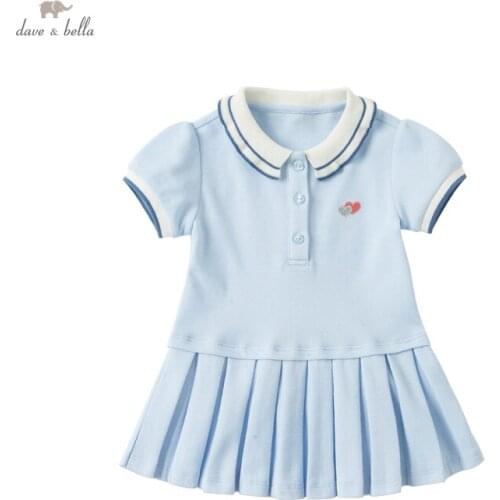 DBM17845 dave bella summer baby girls cute cartoon draped dress children fashion party dress kids infant lolita clothes