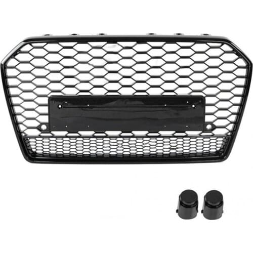 For RS6 Style Front Sport Hex Mesh Honeycomb Hood Grill Black for Audi A6/S6 C7 2016 2017 2018 car accessories