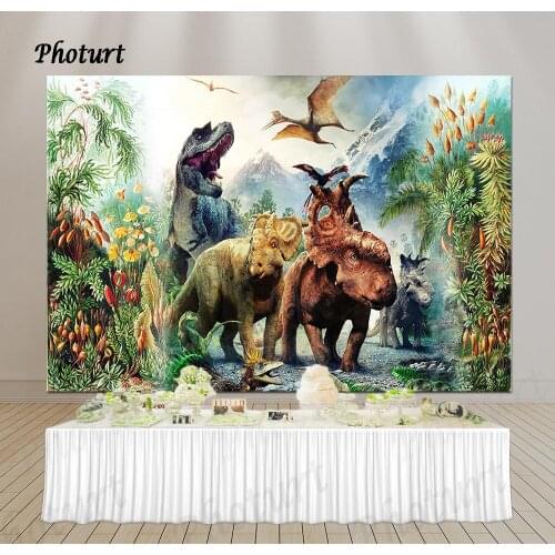 PHOTURT Dinosaur Backdrop Kids Birthday Party Photography Banner Jurassic World Photo Background Vinyl Studios Decorate Props