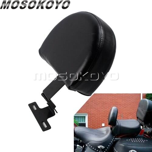 PU Leather Motocycle Adjustable Driver Rider Backrest Cushion w/ Bracket for Harley Softail w/ stock seats 1993-2006