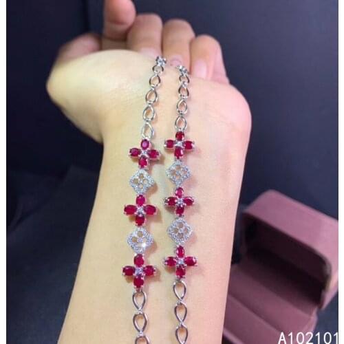 KJJEAXCMY fine jewelry S925 sterling silver inlaid natural ruby Girl luxury gemstone hand Bracelet Support test Chinese style