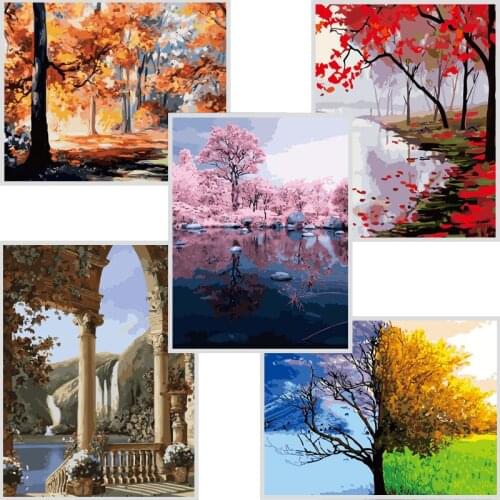 Painting By Numbers 40×50CM DIY Oil Painting Picture Kits Landscape Scenery HandPainted On Canvas Art Home Wall Decor