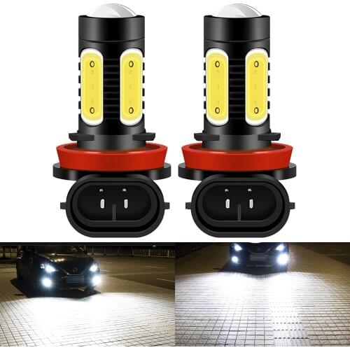 2Pcs NEW H8 H11 HB4 9006 High Quality COB LED Bulbs Car Anti Fog Lamps Auto Driving Running Light Front Foglamps 6000K White 12V
