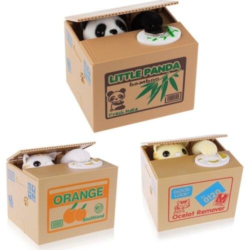 Panda/Yellow White Cat Money Box Large Piggy Bank Automatic Stole Coin Piggy Bank Money Saving Box Gift for Kids Children atm