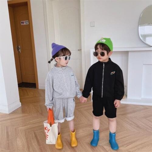 Printed Spring Autumn Childrens Clothes Suit Boy Coat + Shorts 2pcs/Set Kids Teenage Top School Beach Boy Clothing High Quality