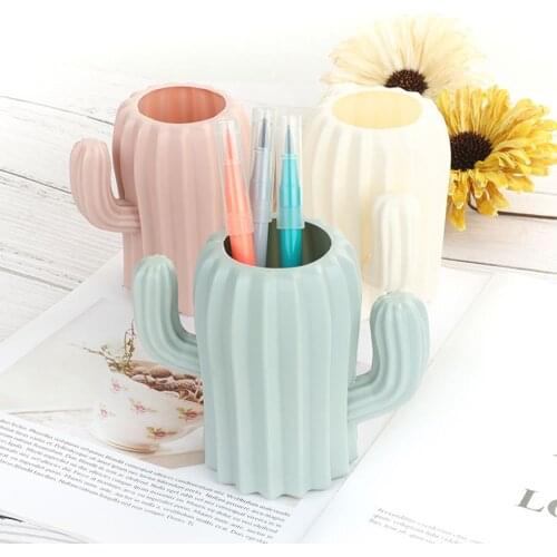 Creativity Plastic Vase Home Parlor Decorative European Anti-ceramic Cactus Wedding Decor Unbreakable Pen Holder Storage Box
