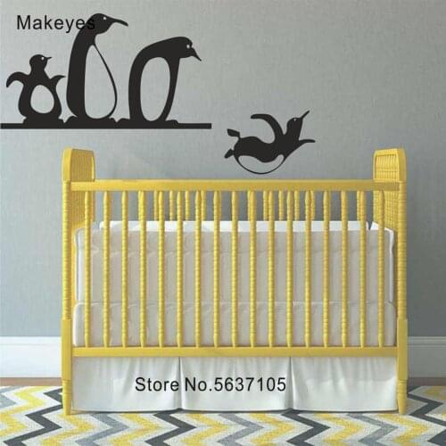 Makeyes Penguins Flying Wall Stickers Jumping Animal Cute Wall Decals Kids Bedroom Wall Decoration Vinyl Love Wall Stickers Q483