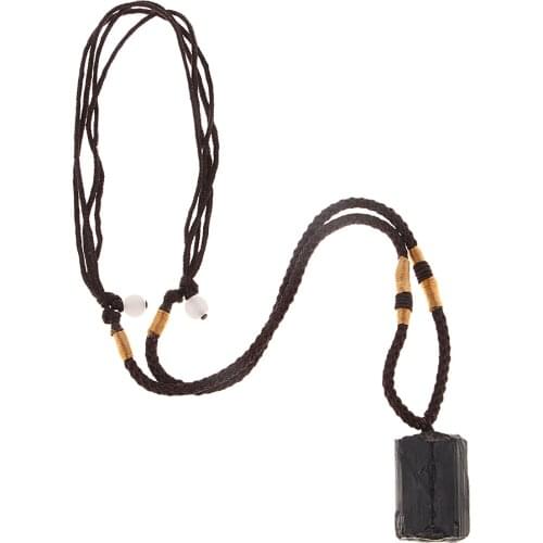 Natural Black Tourmaline Stone Pendant Necklace Tourmaline Amulet Jewelry