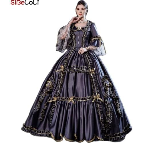 New Arrival Gray Halloween Rococo Queen Masquerade Dress Vintage Fantasy Gothic Maire Antointte Ball Gown