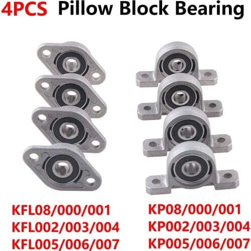 Lead Screw Ball Bearing Pillow Block Mounted Support Diameter 8mm to 30mm Bore KFL08 KFL000 KFL001 KFL002 4Pcs