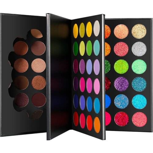 72Colors Book Glitter Eyeshadow Palette Private Label Stage Professional Makeup Matte Bright Shimmer Eye Shadow Palette No Logo