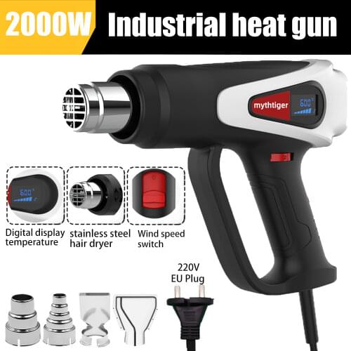 220V Heat Gun Kit 2000W with Digital Variable Temperature Four Nozzles for Paint Remover/Stripper Home Improvement