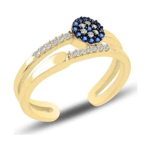 Silver 925 Sterling Society Eye Zircon Cubic Zirconia Adjustable Tall Ring