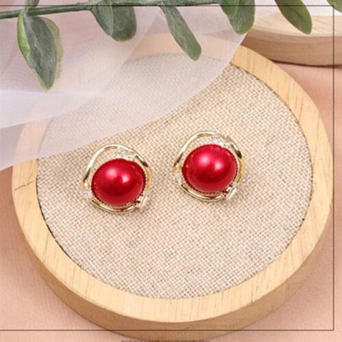 European Style Crystal Simulated pearl Earrings Fashion Jewelry 2021 Gold-color Clip Wedding Earrings for Women Wholesale