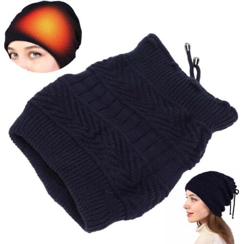 Pain Relief USB Charging Beanie Hat Knitted Dual-Purpose Warm Heated Hat Circle Loop Scarf for Women
