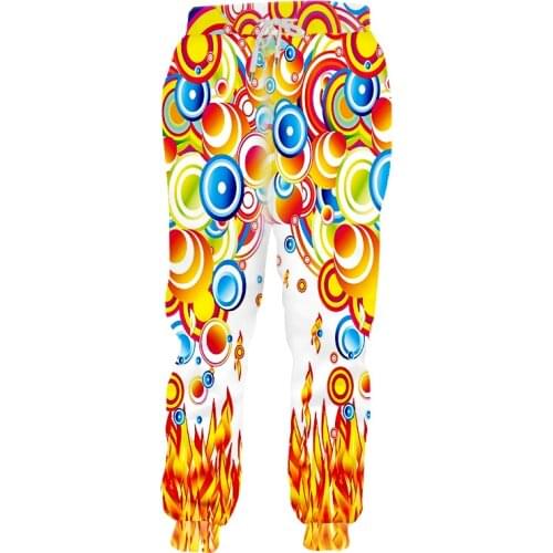 CJLM Mens Fashion Short 3D Printing Trousers Fire Circle Colorful Summer Casual Large Size Unisex Fitness Jogging Pants Free